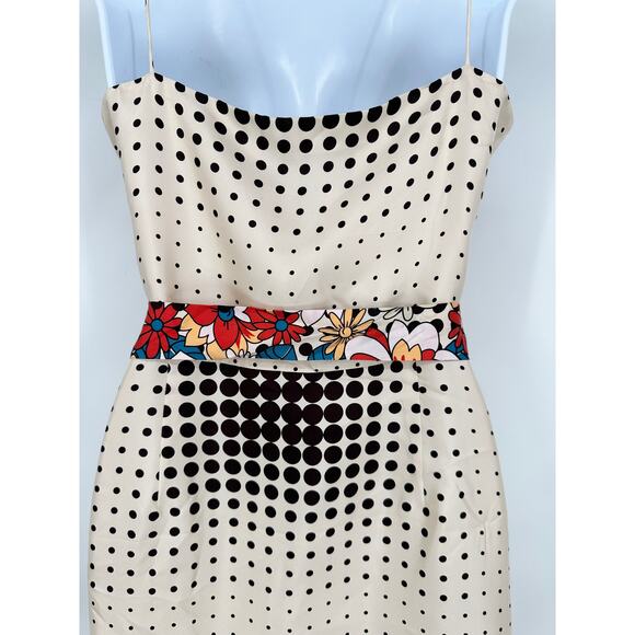 Vintage 90’s Y2k 100% Silk Satin Wrap Dress Floral Polka Dot Belted Midi - Picture 6 of 10